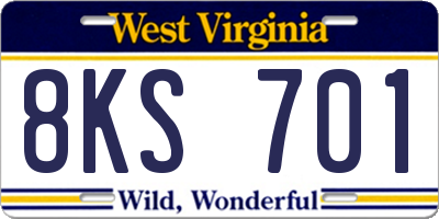 WV license plate 8KS701