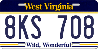 WV license plate 8KS708