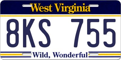 WV license plate 8KS755
