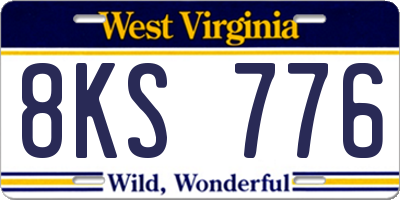 WV license plate 8KS776
