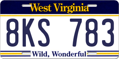 WV license plate 8KS783