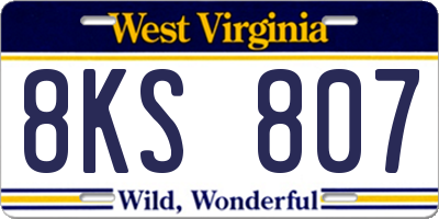 WV license plate 8KS807