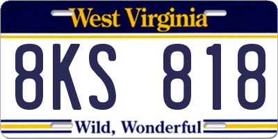 WV license plate 8KS818
