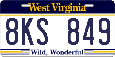 WV license plate 8KS849