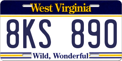 WV license plate 8KS890