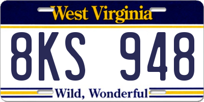WV license plate 8KS948