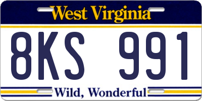WV license plate 8KS991
