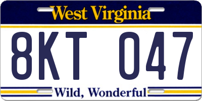 WV license plate 8KT047