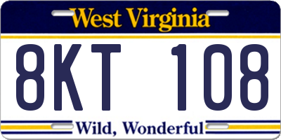 WV license plate 8KT108