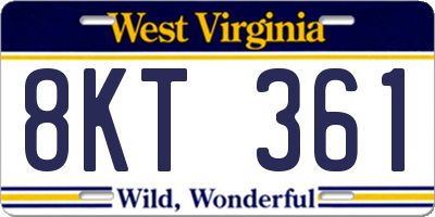 WV license plate 8KT361