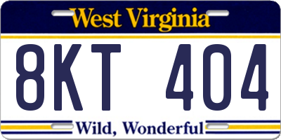 WV license plate 8KT404