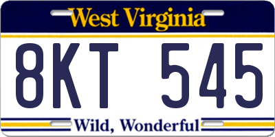 WV license plate 8KT545