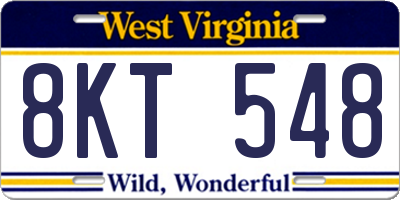 WV license plate 8KT548