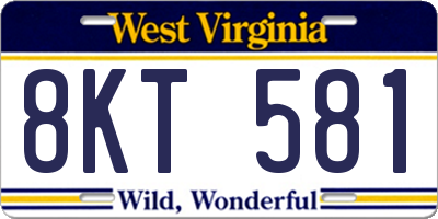 WV license plate 8KT581