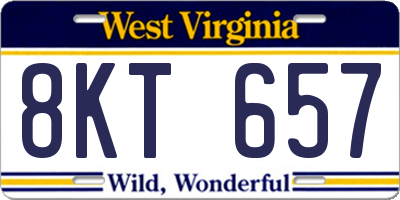 WV license plate 8KT657