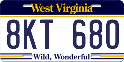 WV license plate 8KT680