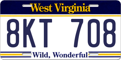 WV license plate 8KT708