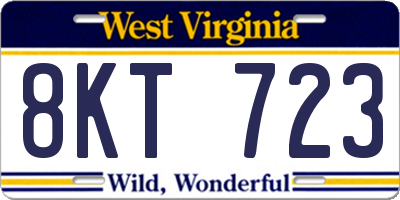 WV license plate 8KT723