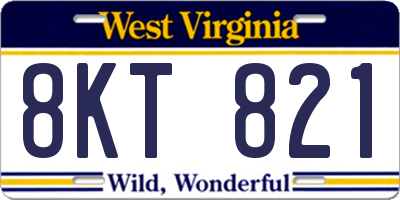 WV license plate 8KT821
