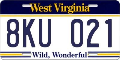 WV license plate 8KU021