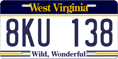 WV license plate 8KU138