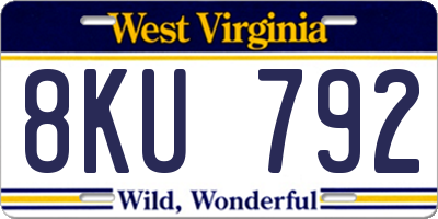 WV license plate 8KU792