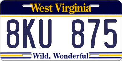 WV license plate 8KU875