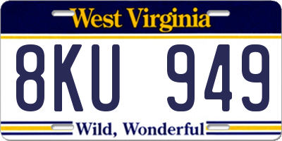 WV license plate 8KU949