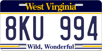WV license plate 8KU994