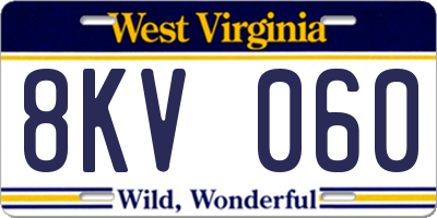 WV license plate 8KV060