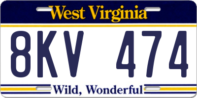 WV license plate 8KV474