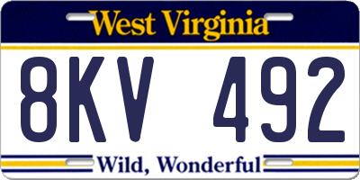WV license plate 8KV492