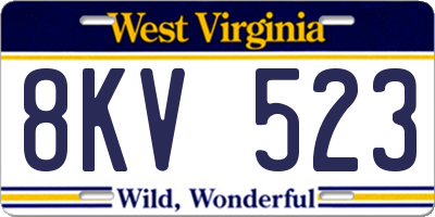 WV license plate 8KV523