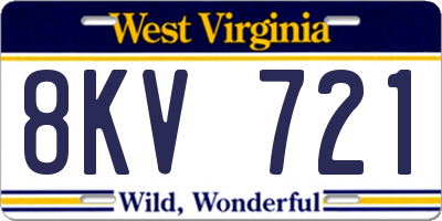 WV license plate 8KV721