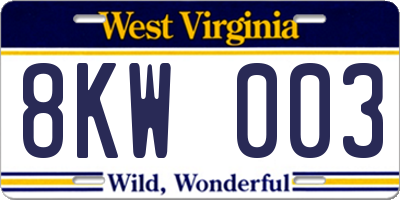 WV license plate 8KW003