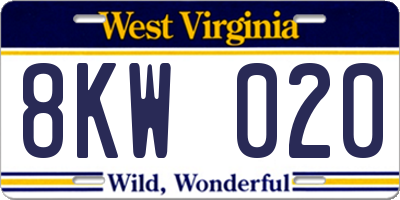 WV license plate 8KW020