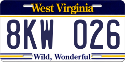 WV license plate 8KW026