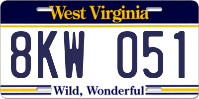 WV license plate 8KW051