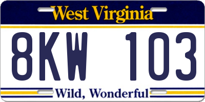WV license plate 8KW103