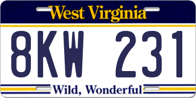 WV license plate 8KW231