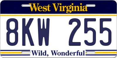 WV license plate 8KW255