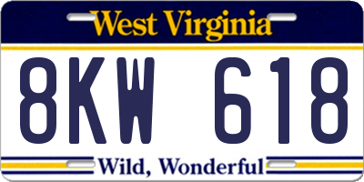 WV license plate 8KW618