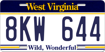 WV license plate 8KW644