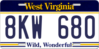 WV license plate 8KW680