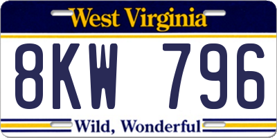 WV license plate 8KW796