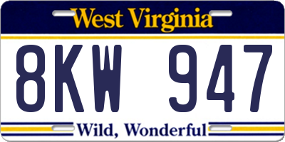 WV license plate 8KW947