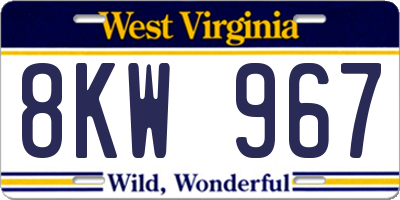 WV license plate 8KW967