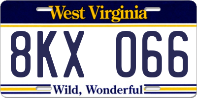 WV license plate 8KX066