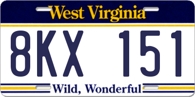 WV license plate 8KX151