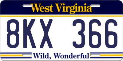 WV license plate 8KX366